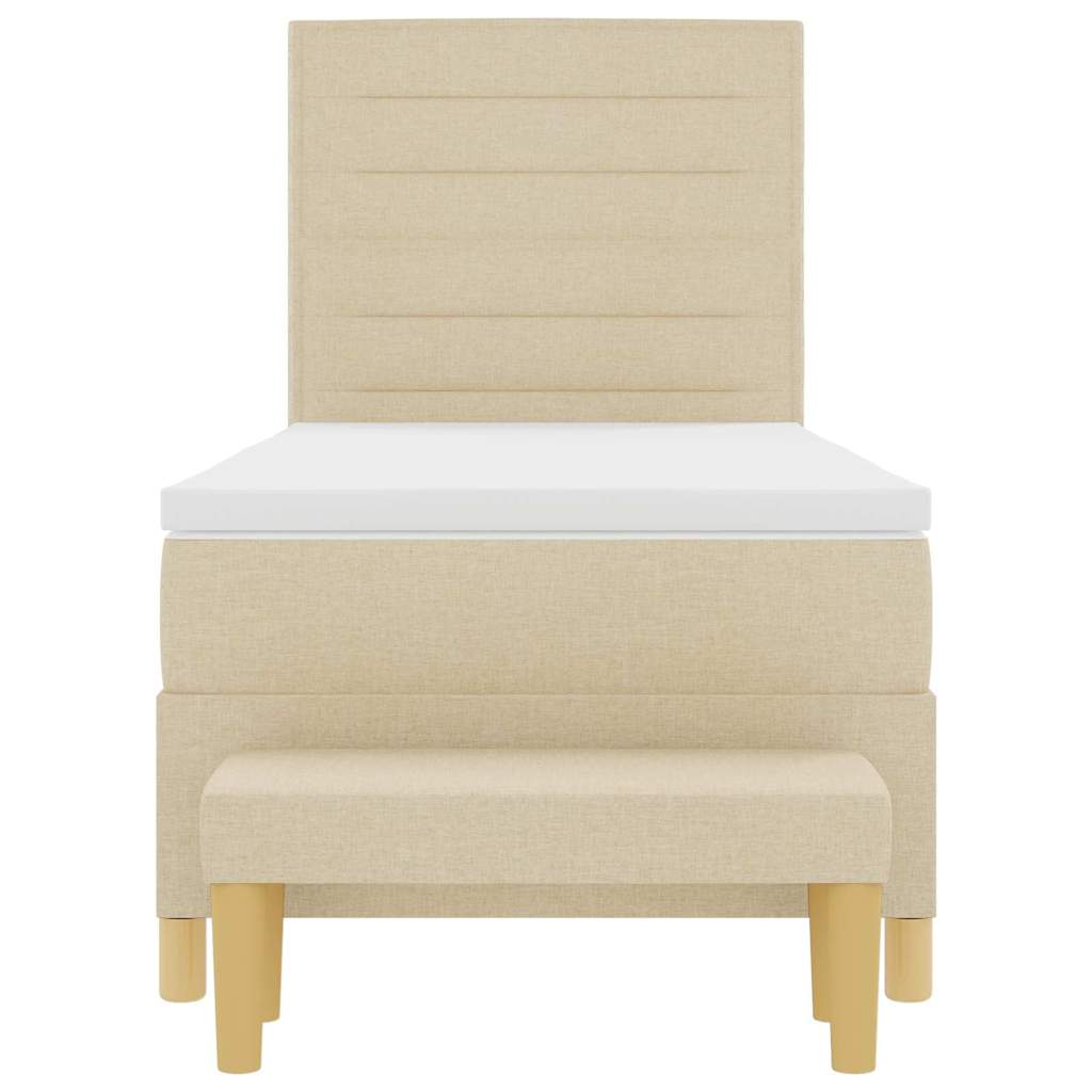 Postel S Boxspringem S Polštářem Krémová 200 X 90 Cm Textil