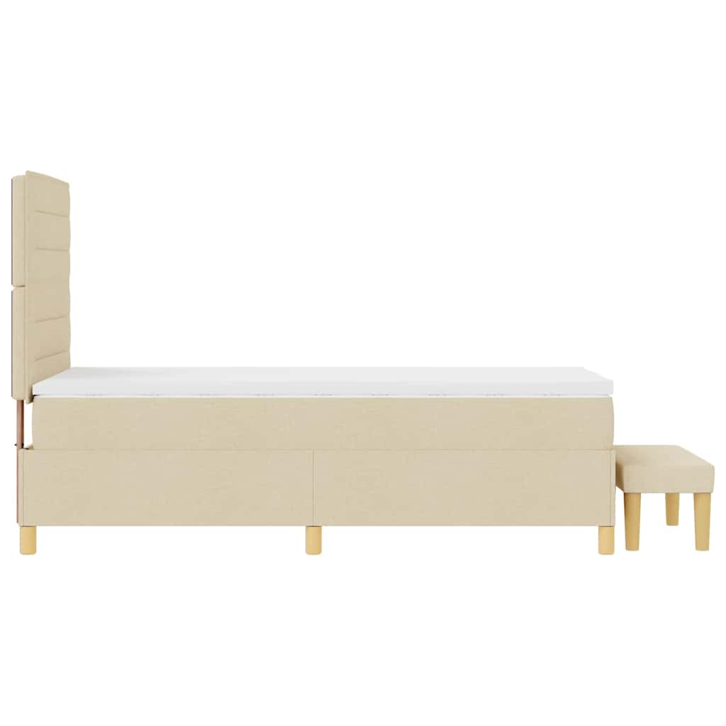 Postel S Boxspringem S Polštářem Krémová 200 X 90 Cm Textil