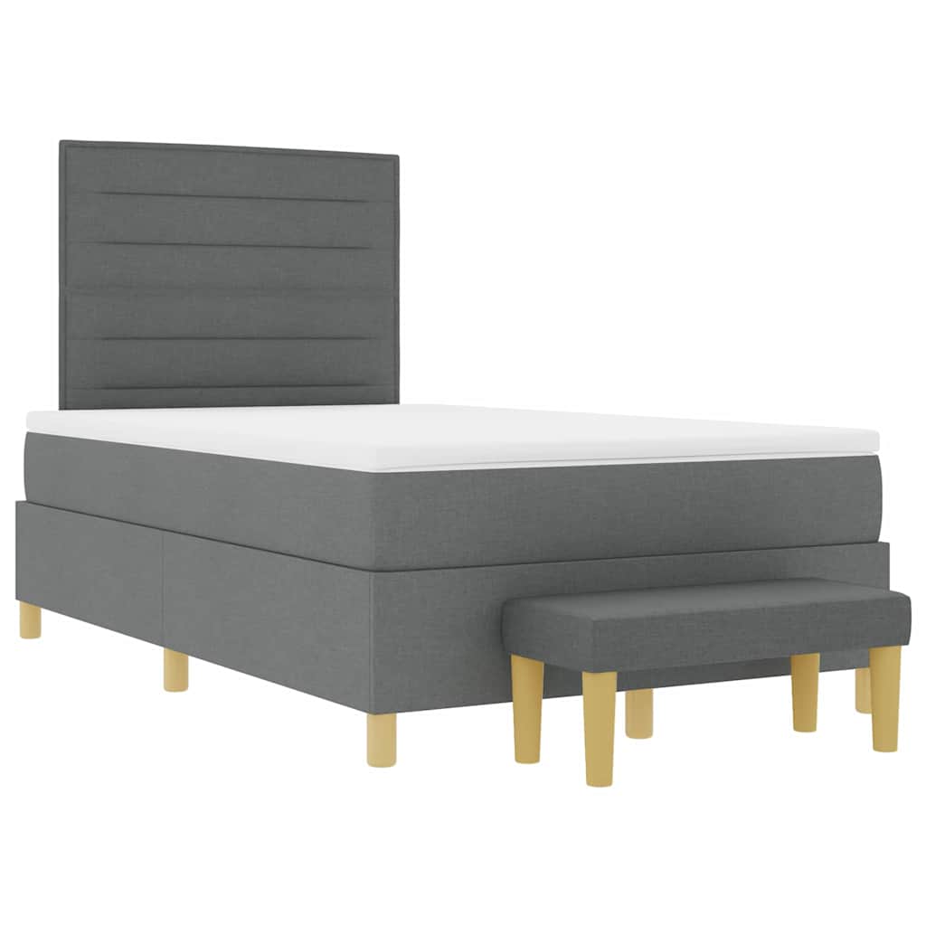 Postel S Boxspringem S Čelo Tmavě Šedá 190 X 120 Cm Textil