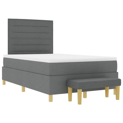 Postel S Boxspringem S Čelo Tmavě Šedá 190 X 120 Cm Textil