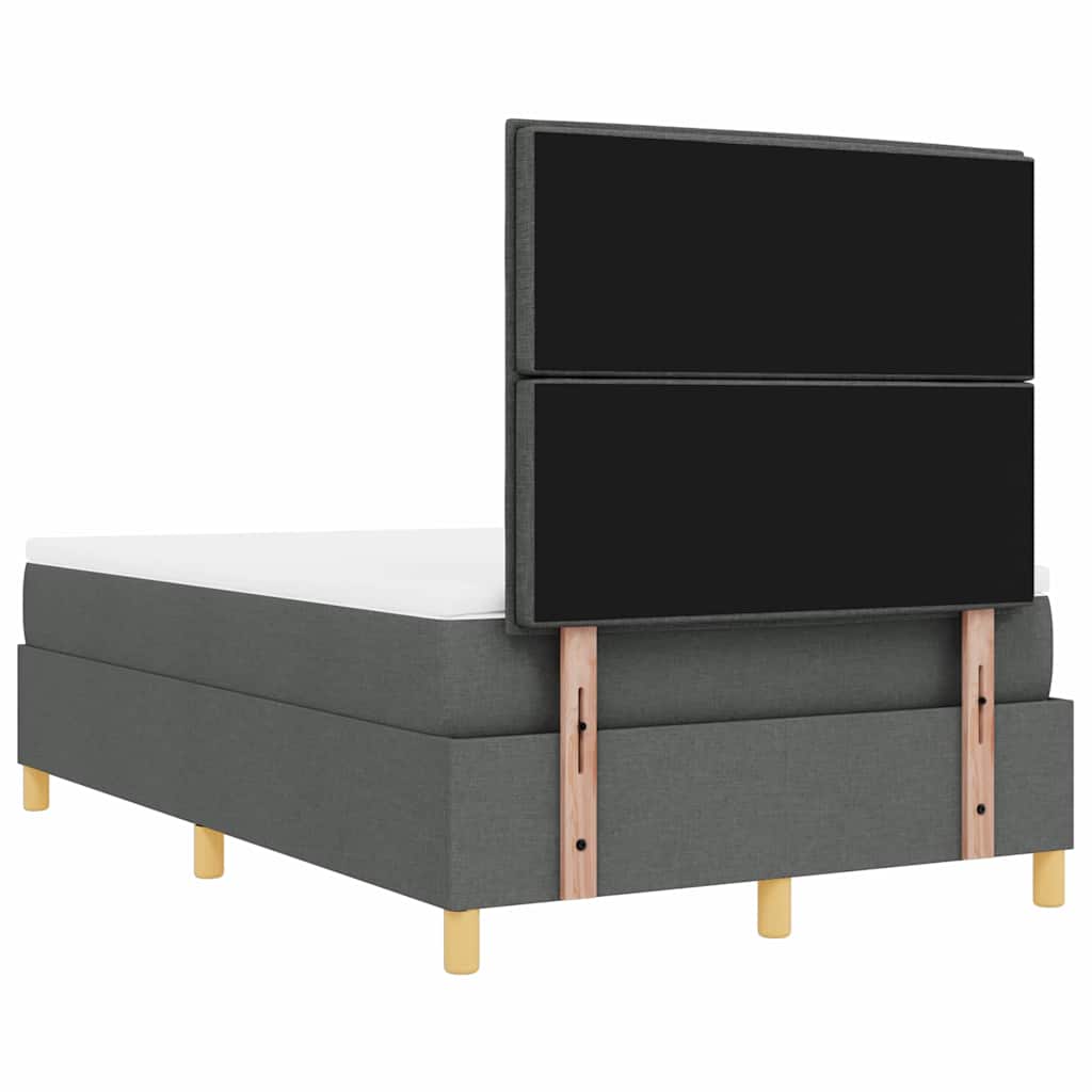 Postel S Boxspringem S Čelo Tmavě Šedá 190 X 120 Cm Textil