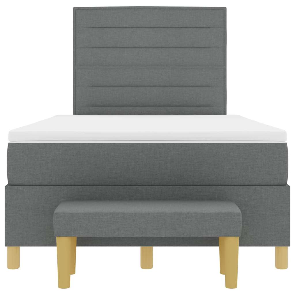 Postel S Boxspringem S Čelo Tmavě Šedá 190 X 120 Cm Textil