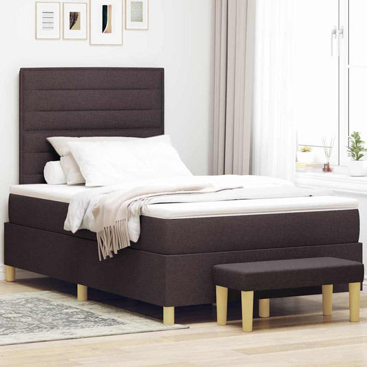 Postel S Boxspringem S Čelo Tmavě Hnědá 190 X 120 Cm Textil