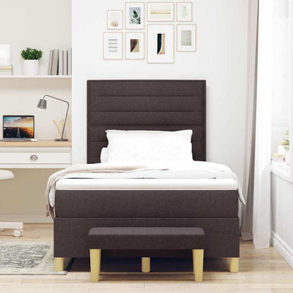 Postel S Boxspringem S Čelo Tmavě Hnědá 190 X 120 Cm Textil