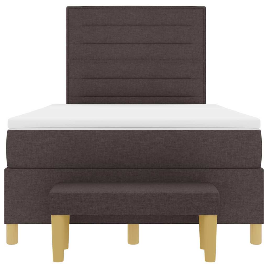 Postel S Boxspringem S Čelo Tmavě Hnědá 190 X 120 Cm Textil
