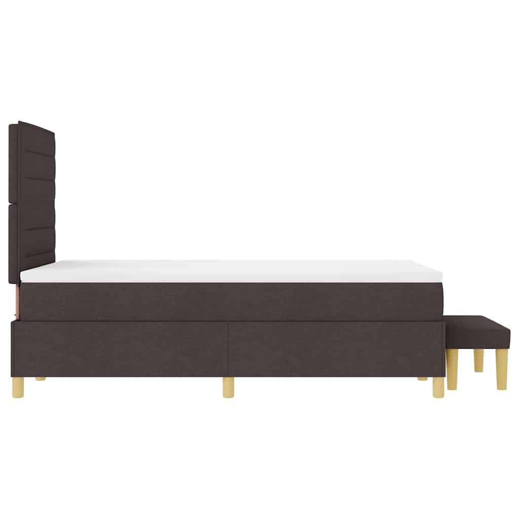 Postel S Boxspringem S Čelo Tmavě Hnědá 190 X 120 Cm Textil