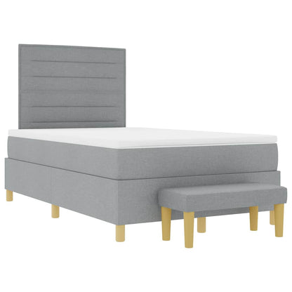 Postel S Boxspringem S Čelo Světle Šedá 200 X 120 Cm Textil
