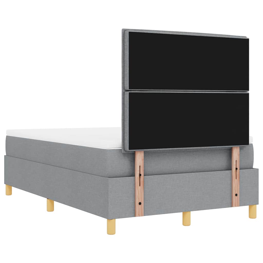Postel S Boxspringem S Čelo Světle Šedá 200 X 120 Cm Textil