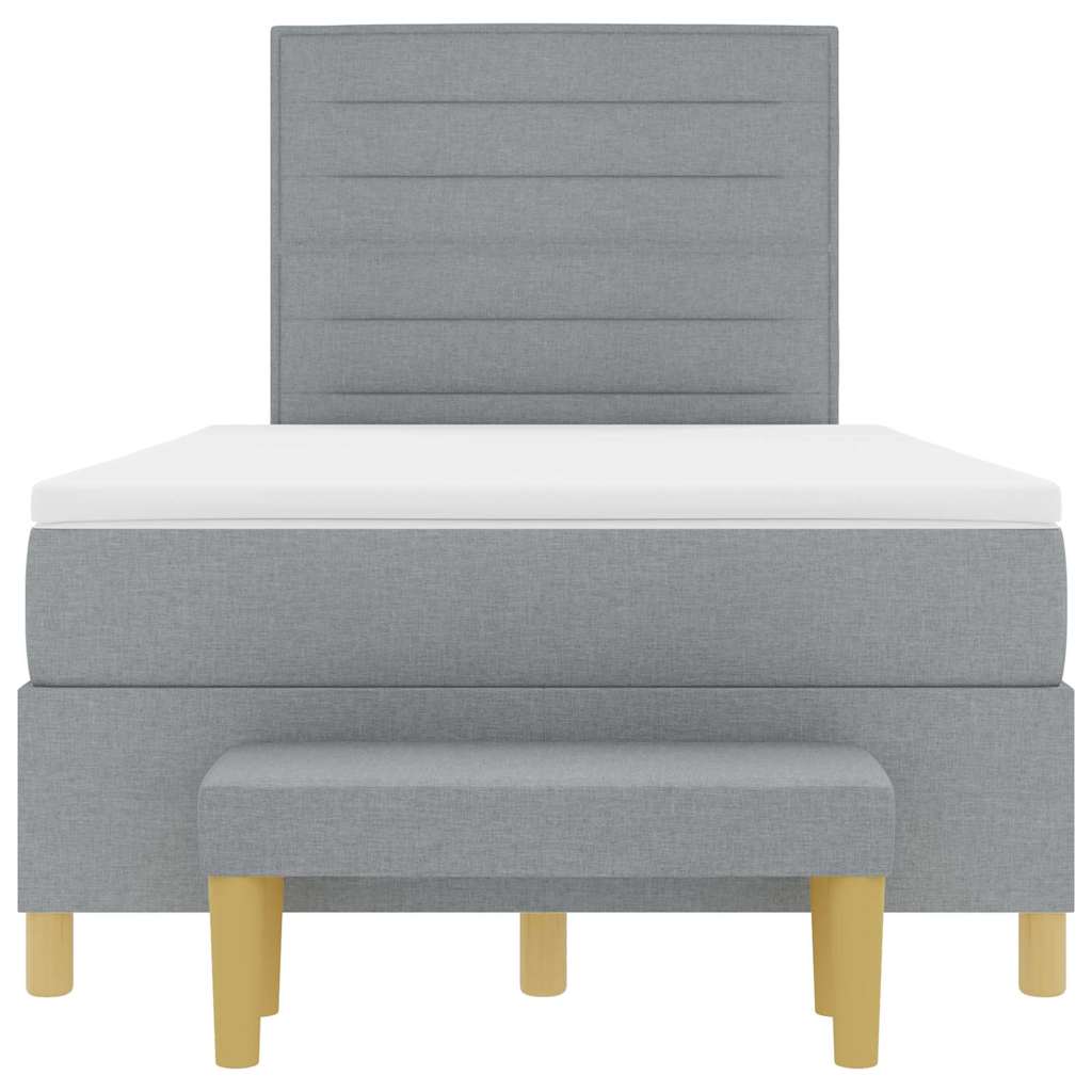 Postel S Boxspringem S Čelo Světle Šedá 200 X 120 Cm Textil
