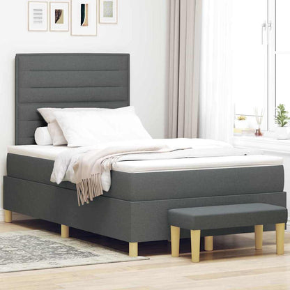 Postel S Boxspringem S Čelo Tmavě Šedá 200 X 120 Cm Textil