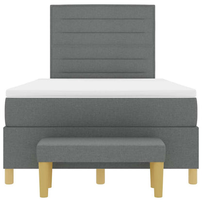 Postel S Boxspringem S Čelo Tmavě Šedá 200 X 120 Cm Textil