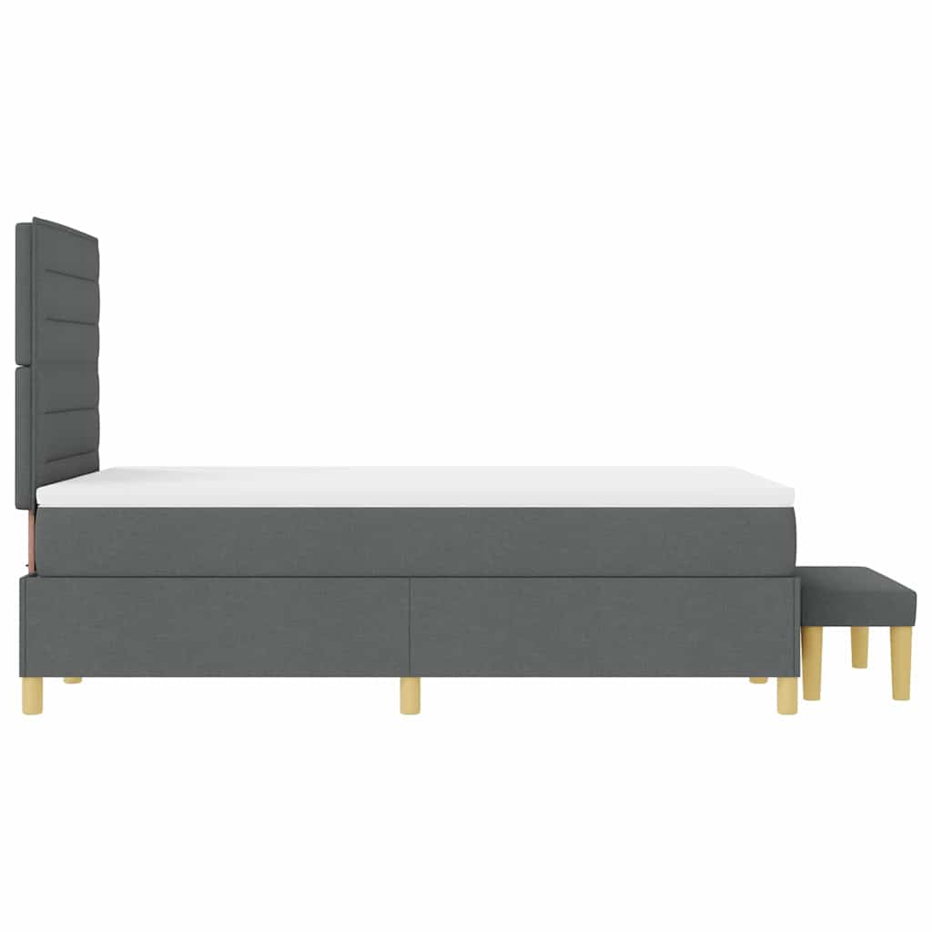 Postel S Boxspringem S Čelo Tmavě Šedá 200 X 120 Cm Textil