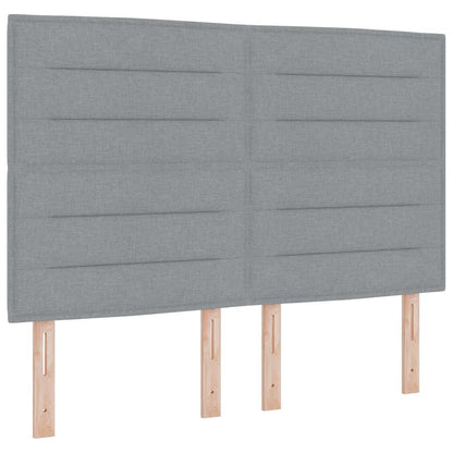 Postel S Boxspringem S Čelo Světle Šedá 190 X 140 Cm Textil