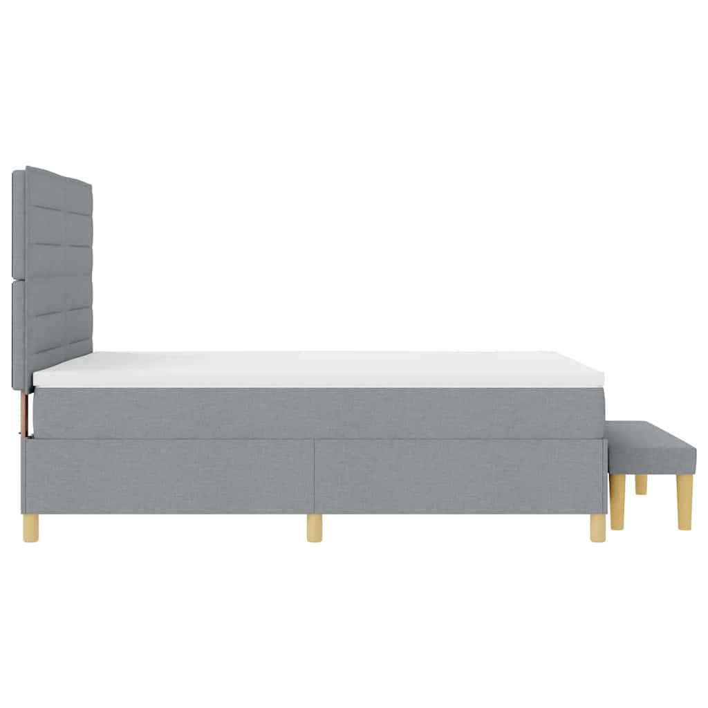 Postel S Boxspringem S Čelo Světle Šedá 190 X 140 Cm Textil