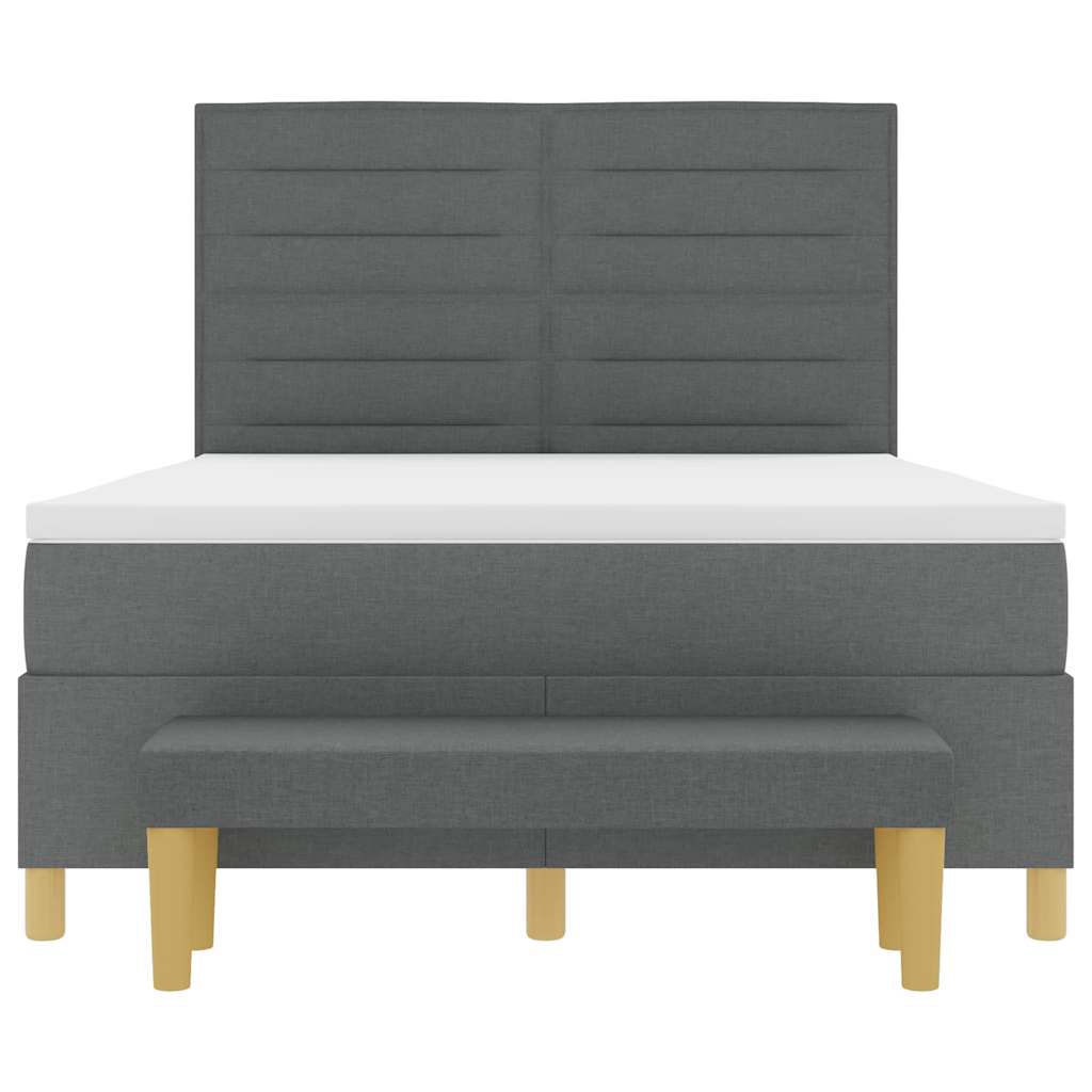 Postel S Boxspringem S Čelo Tmavě Šedá 190 X 140 Cm Textil