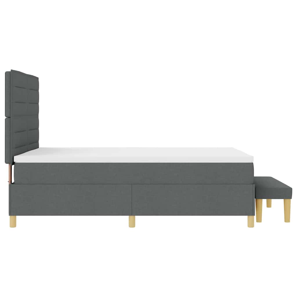 Postel S Boxspringem S Čelo Tmavě Šedá 190 X 140 Cm Textil