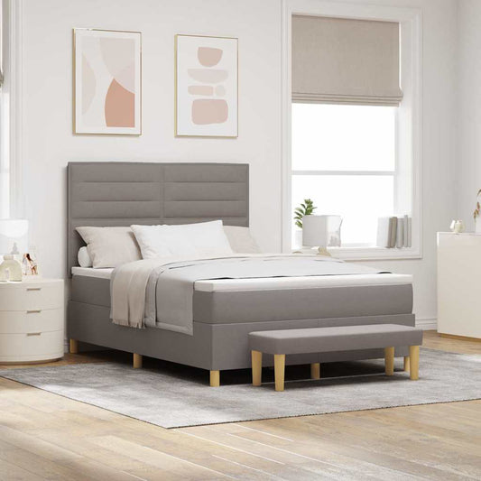 Postel S Boxspringem S Čelo Taupe 190 X 140 Cm Textil