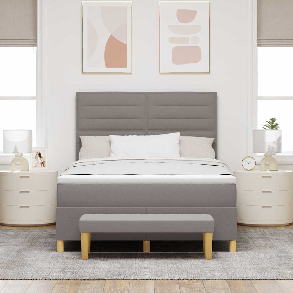 Postel S Boxspringem S Čelo Taupe 190 X 140 Cm Textil