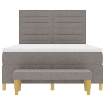 Postel S Boxspringem S Čelo Taupe 190 X 140 Cm Textil