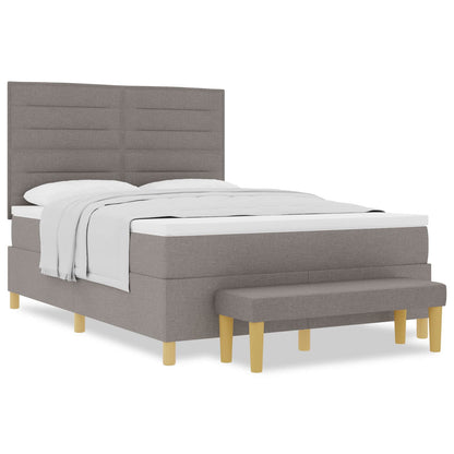 Postel S Boxspringem S Čelo Taupe 200 X 140 Cm Textil