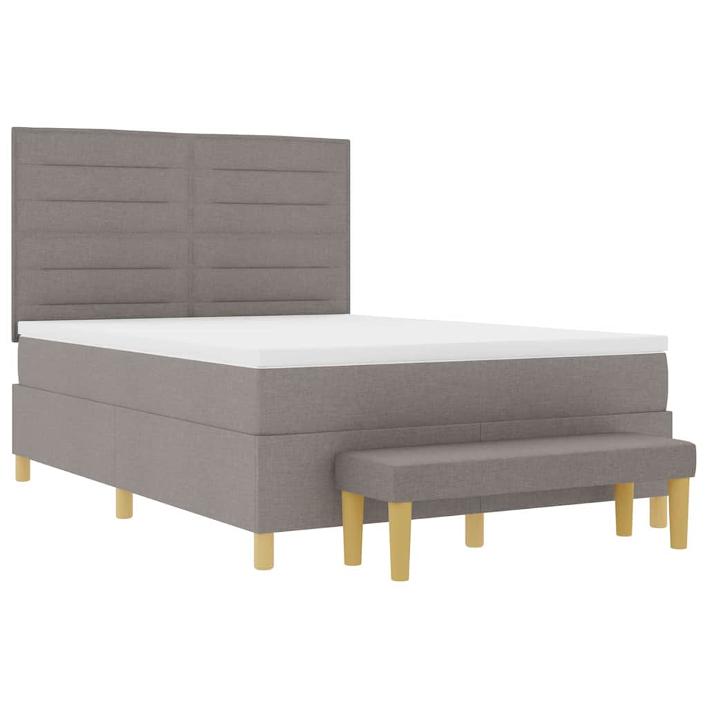 Postel S Boxspringem S Čelo Taupe 200 X 140 Cm Textil