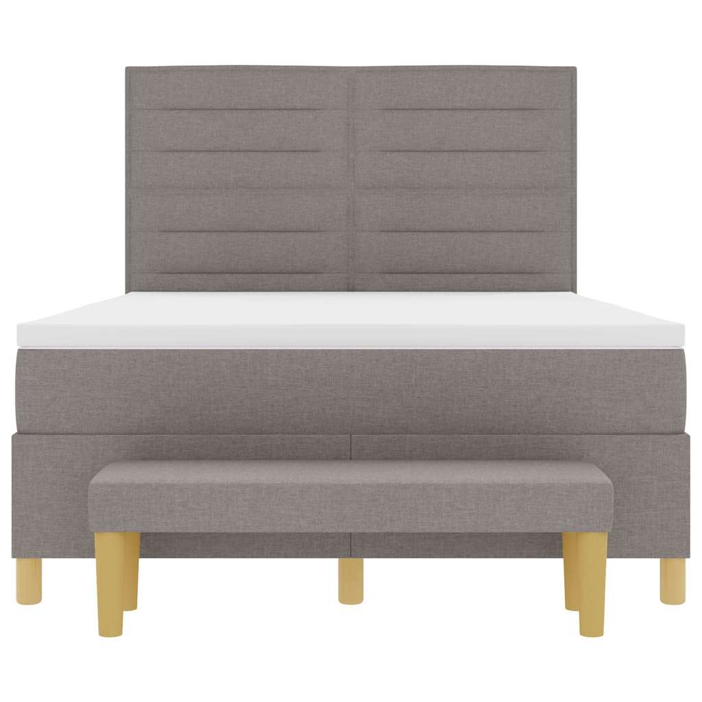 Postel S Boxspringem S Čelo Taupe 200 X 140 Cm Textil