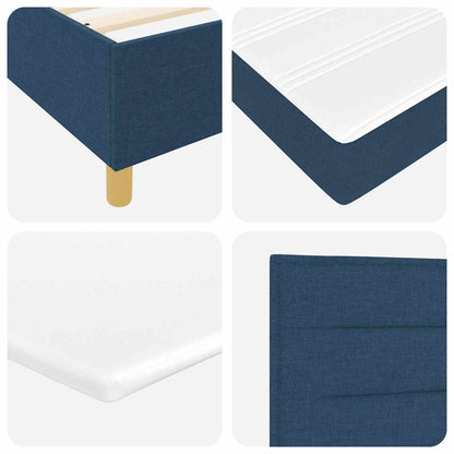 Postel S Boxspringem S Čelo Modrá 200 X 140 Cm Textil