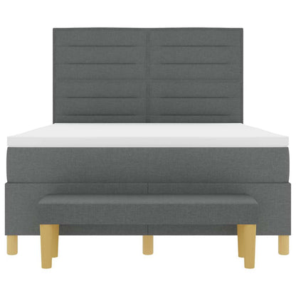 Postel S Boxspringem S Polštářem Tmavě Šedá 200 X 160 Cm Textil