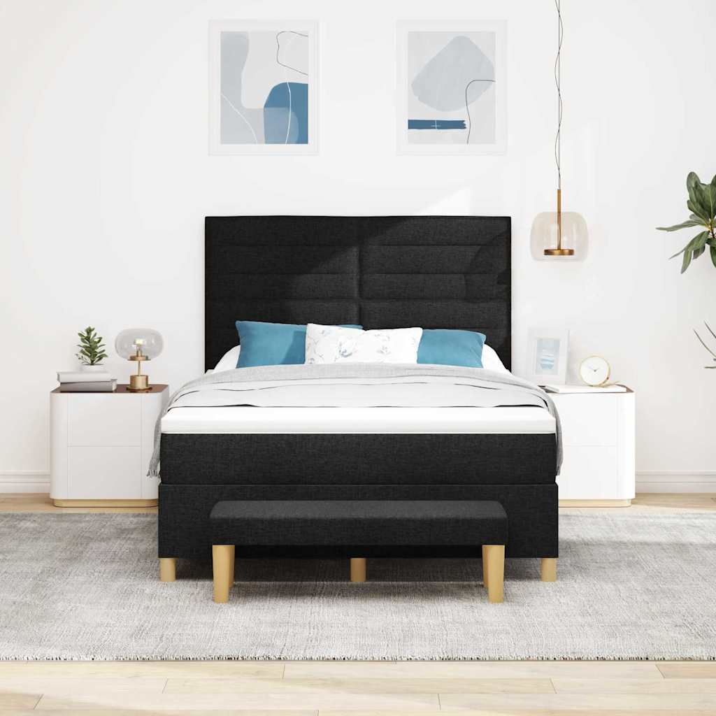 Postel S Boxspringem S Čelo Černá 200 X 160 Cm Textil