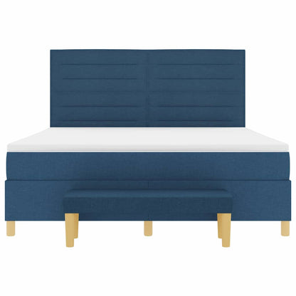 Postel S Boxspringem S Čelo Modrá 200 X 180 Cm Textil