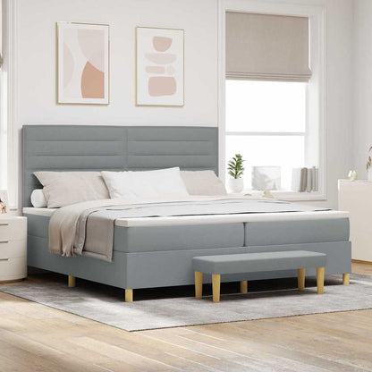 Postel S Boxspringem S Matrací Světle Šedá 200 X 200 Cm Textil