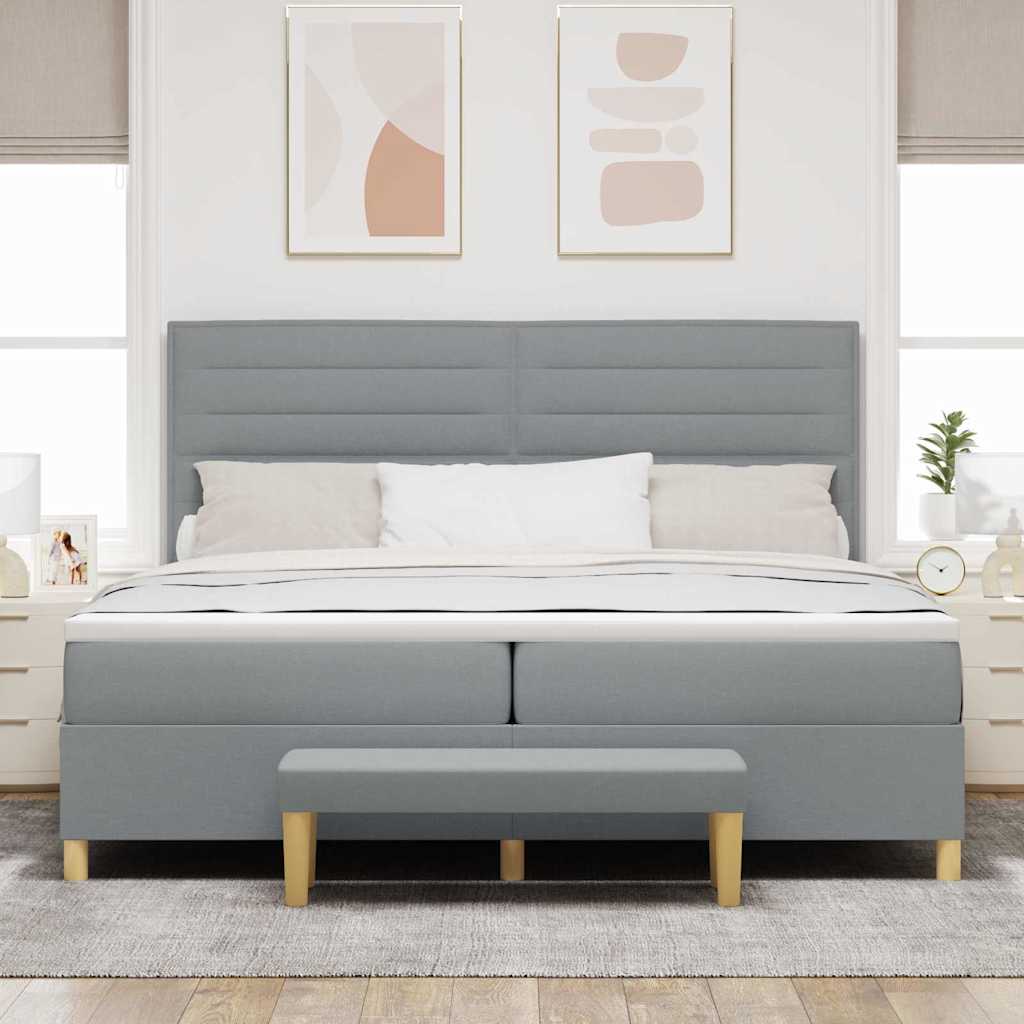 Postel S Boxspringem S Matrací Světle Šedá 200 X 200 Cm Textil