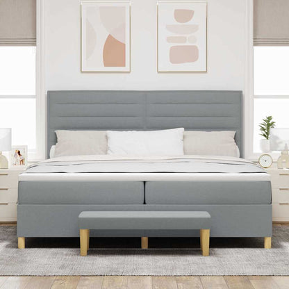 Postel S Boxspringem S Matrací Světle Šedá 200 X 200 Cm Textil