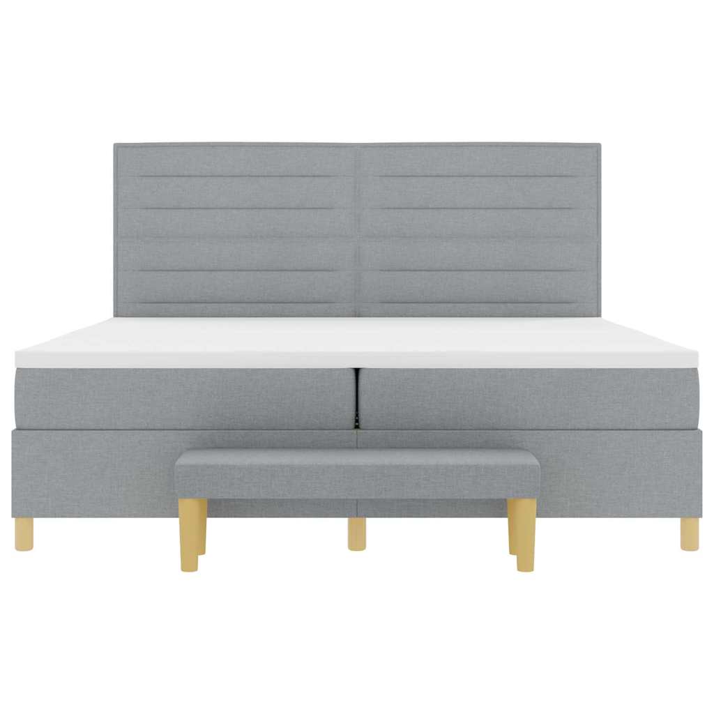 Postel S Boxspringem S Matrací Světle Šedá 200 X 200 Cm Textil