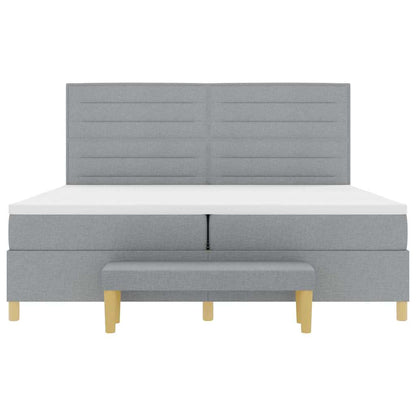 Postel S Boxspringem S Matrací Světle Šedá 200 X 200 Cm Textil