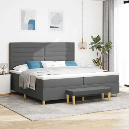 Postel S Boxspringem S Matrací Tmavě Šedá 200 X 200 Cm Textil