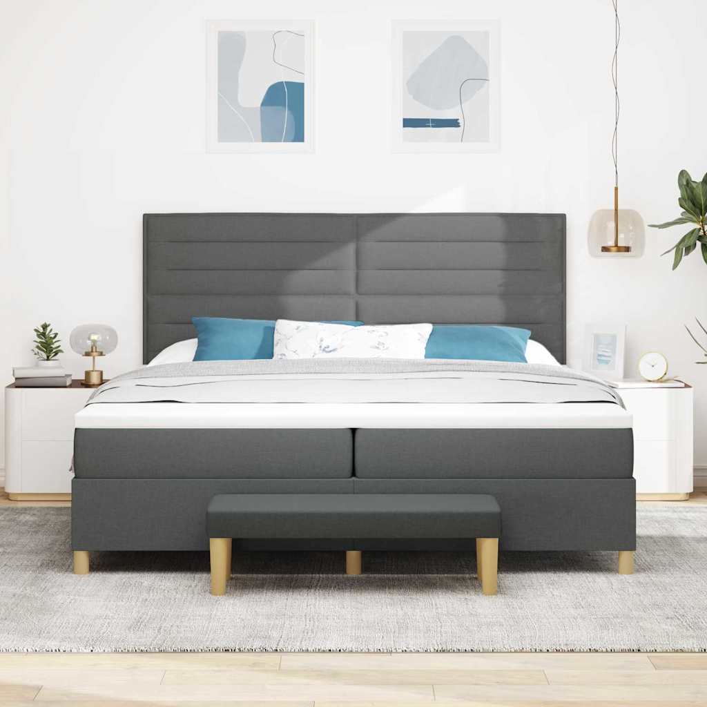 Postel S Boxspringem S Matrací Tmavě Šedá 200 X 200 Cm Textil