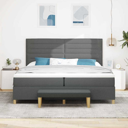 Postel S Boxspringem S Matrací Tmavě Šedá 200 X 200 Cm Textil