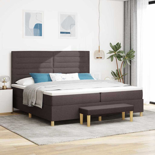 Postel S Boxspringem S Matrací Tmavě Hnědá 200 X 200 Cm Textil