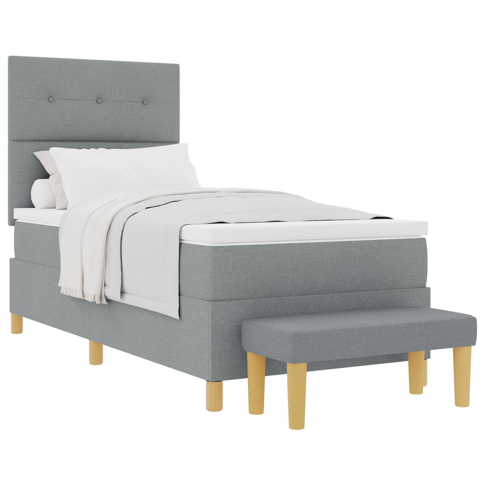 Postel S Boxspringem S Čelo Světle Šedá 200 X 80 Cm Textil