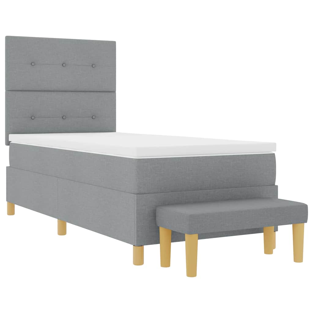 Postel S Boxspringem S Čelo Světle Šedá 200 X 80 Cm Textil