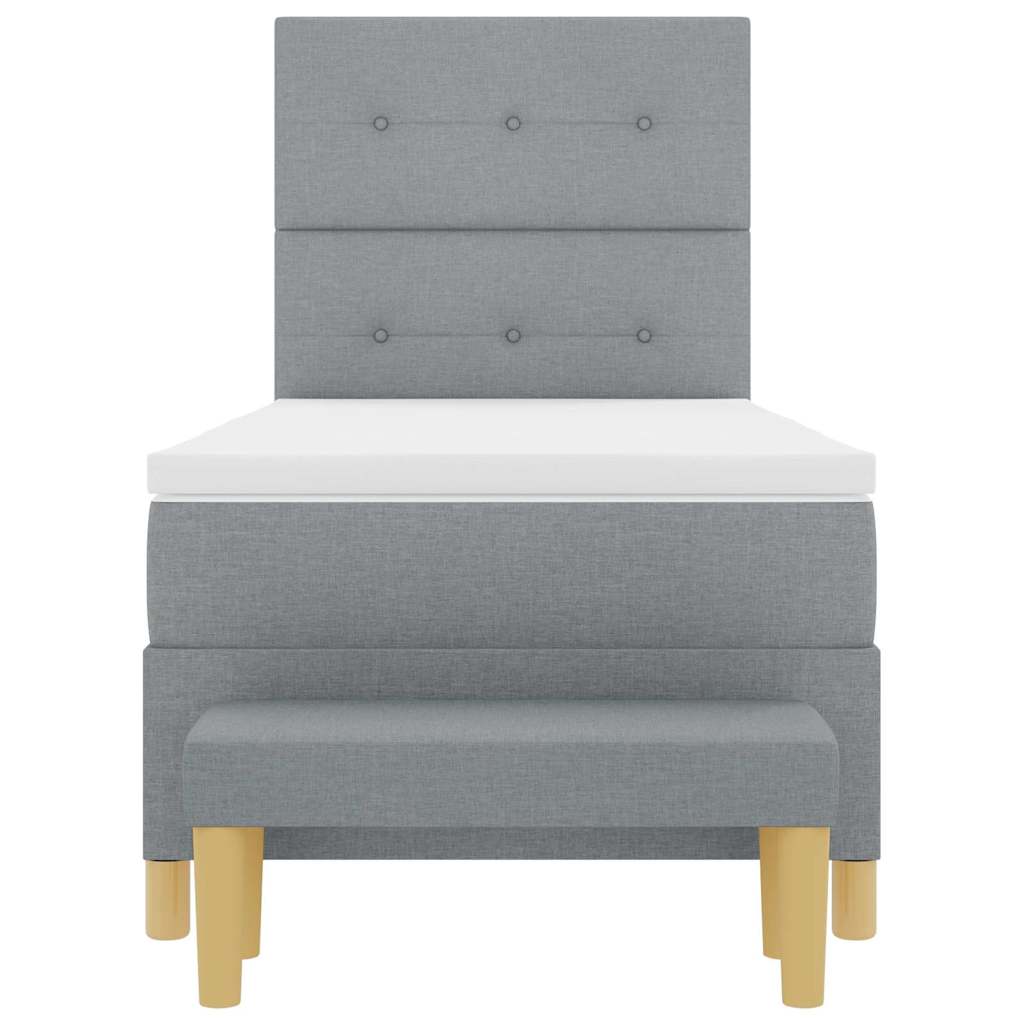 Postel S Boxspringem S Čelo Světle Šedá 200 X 80 Cm Textil