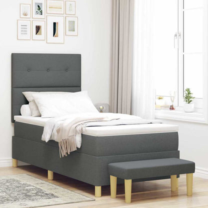 Postel S Boxspringem S Čelo Tmavě Šedá 200 X 80 Cm Textil