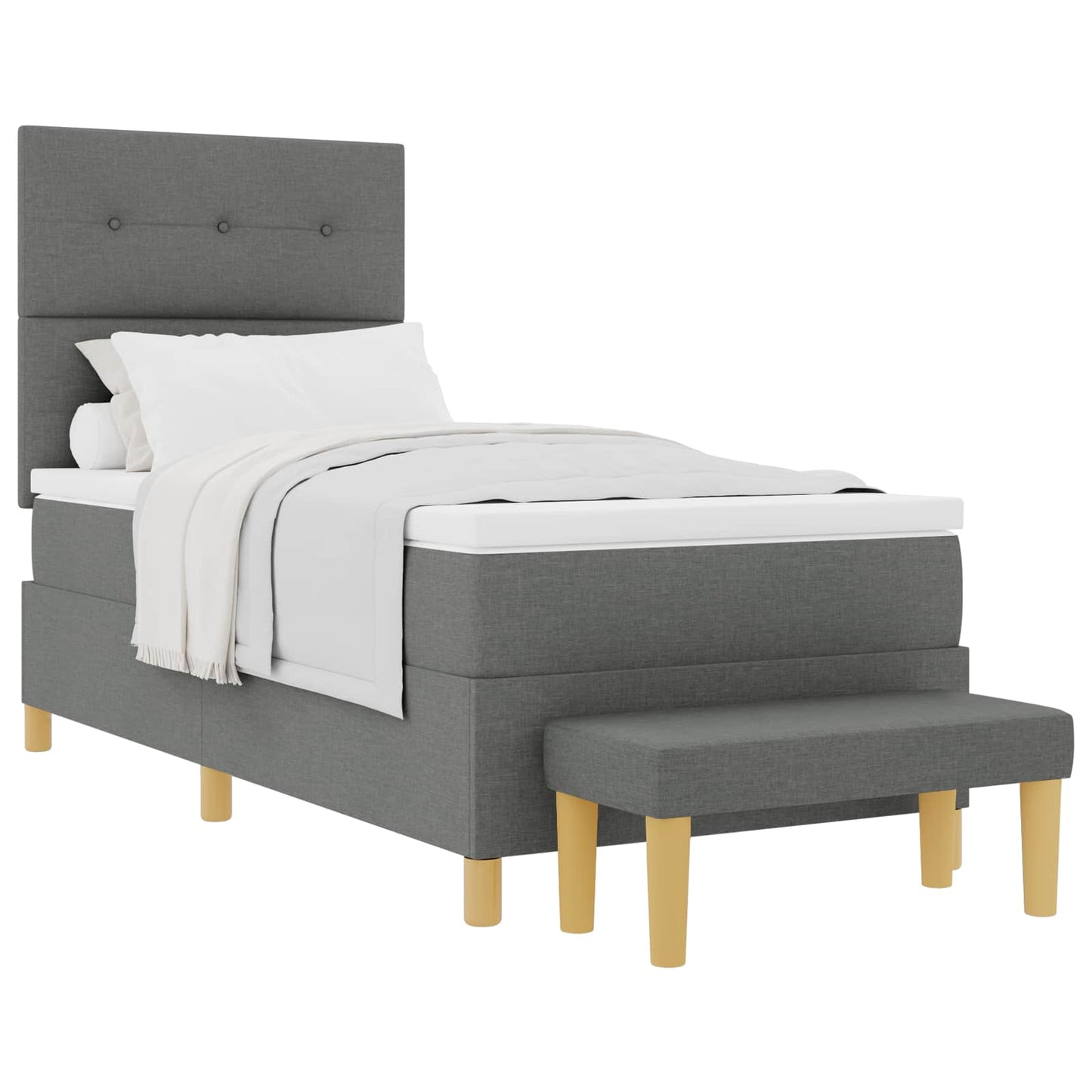 Postel S Boxspringem S Čelo Tmavě Šedá 200 X 80 Cm Textil