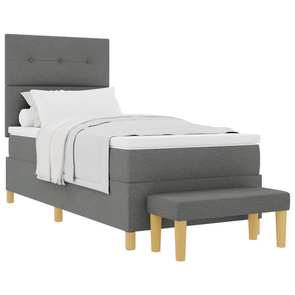 Postel S Boxspringem S Čelo Tmavě Šedá 200 X 80 Cm Textil