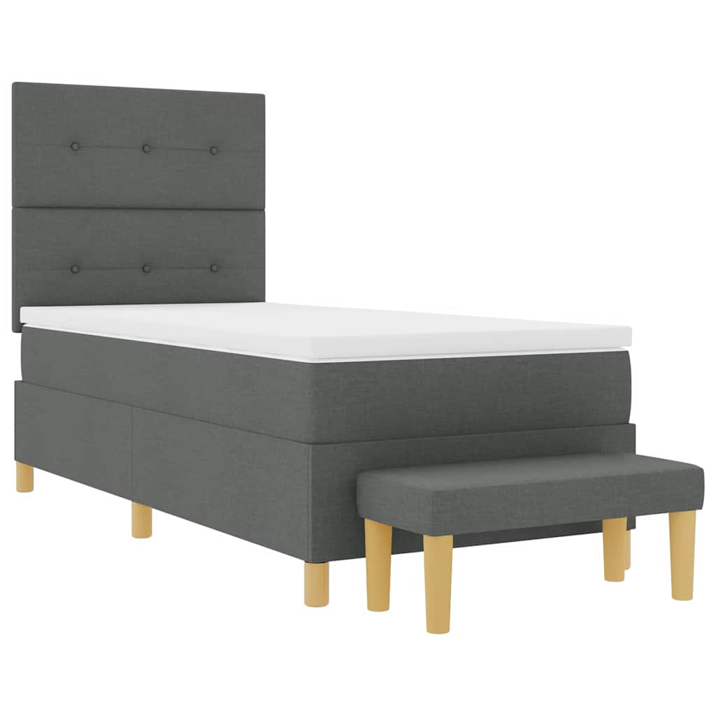 Postel S Boxspringem S Čelo Tmavě Šedá 200 X 80 Cm Textil