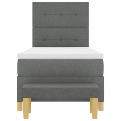 Postel S Boxspringem S Čelo Tmavě Šedá 200 X 80 Cm Textil