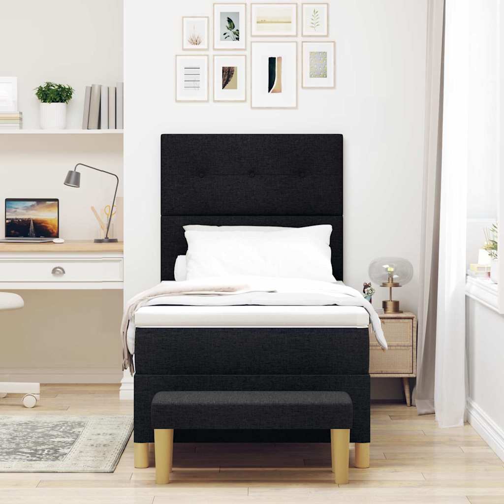 Postel S Boxspringem S Čelo Černá 200 X 80 Cm Textil