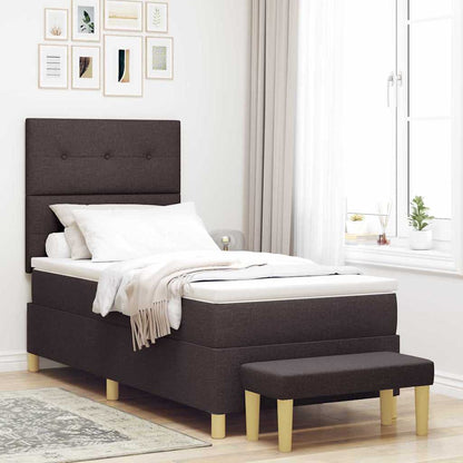 Postel S Boxspringem S Čelo Tmavě Hnědá 200 X 80 Cm Textil