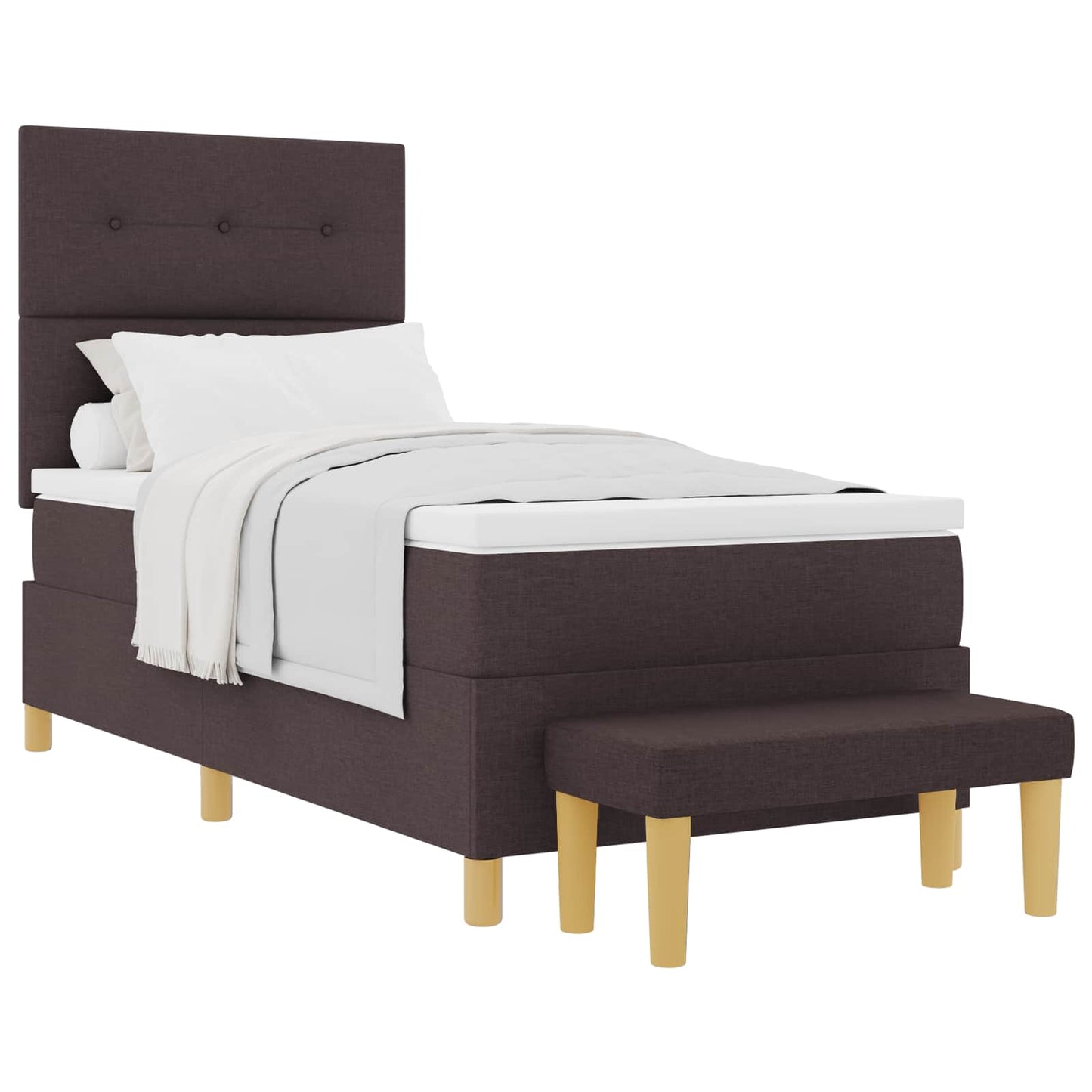 Postel S Boxspringem S Čelo Tmavě Hnědá 200 X 80 Cm Textil